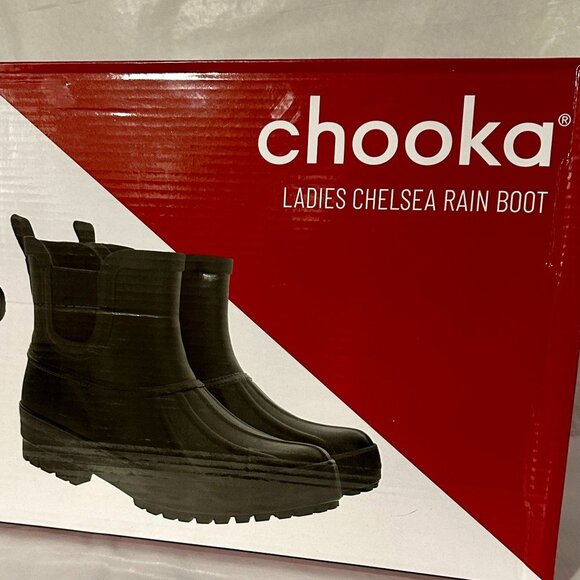 Chooka Women's Waterproof Duck Chelsea Rain Boots Size 10 BlackPlush Lining NEW - Picture 6 of 16